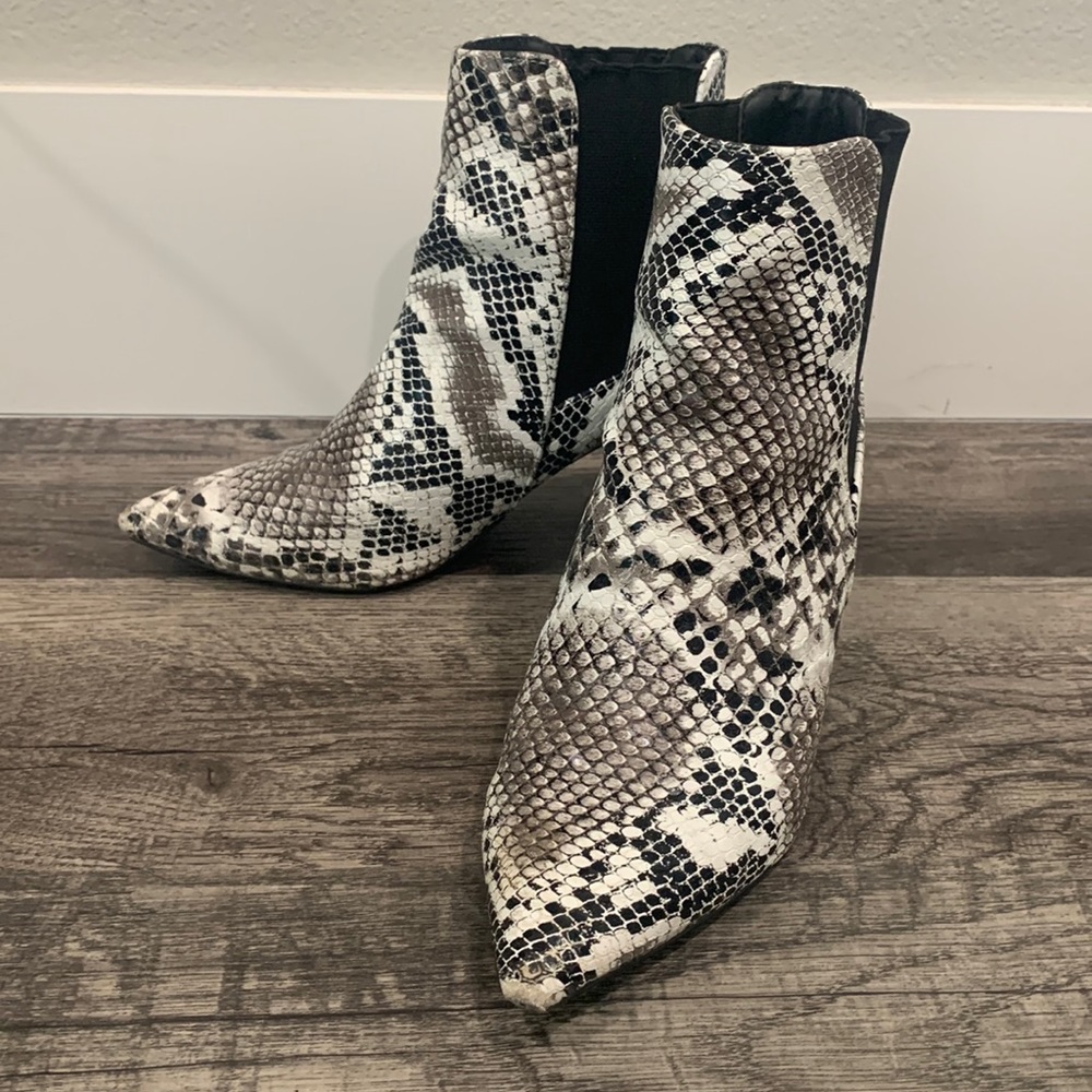 Snakeskin booties